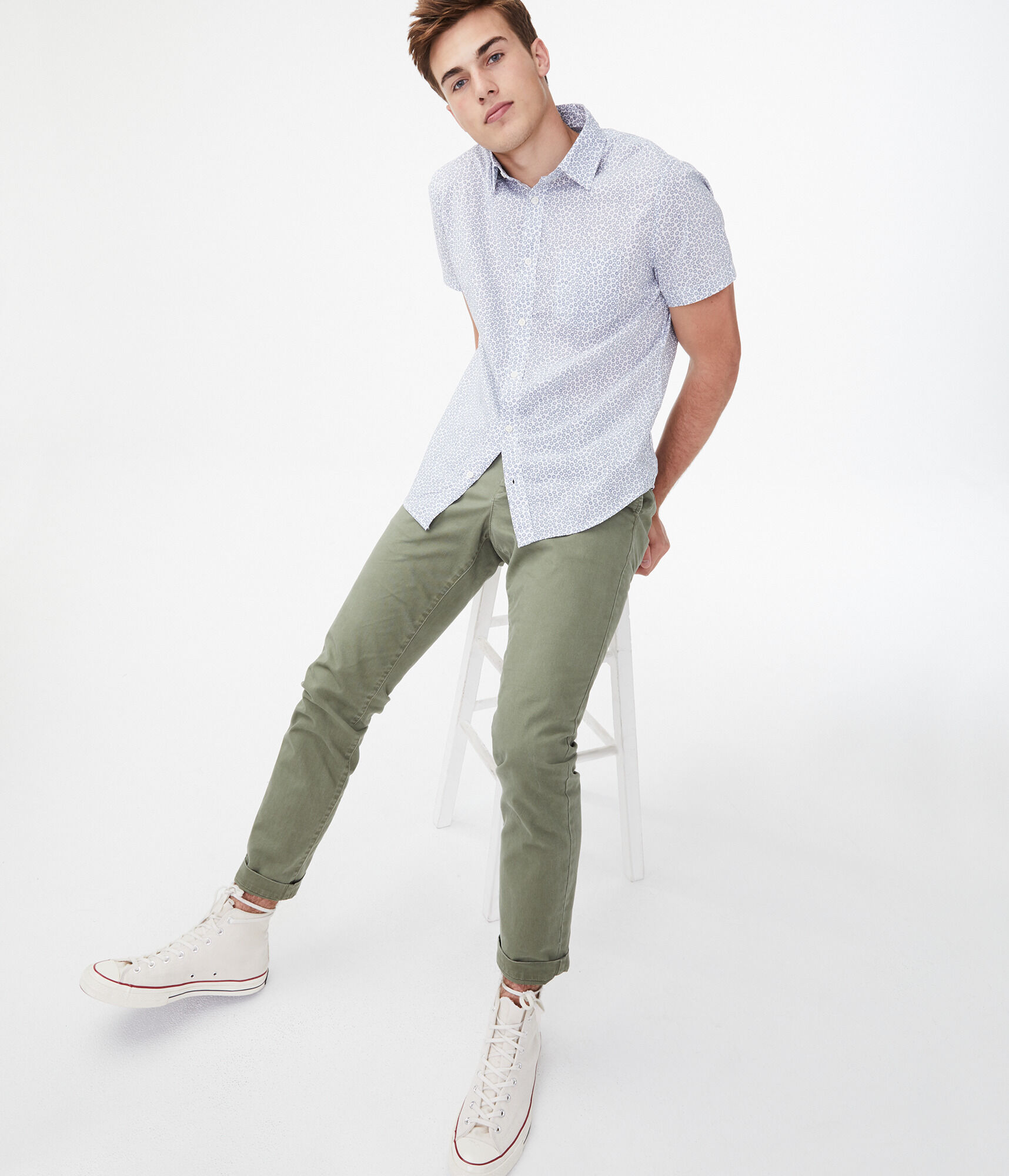 Geometric Dot Button-Down Shirt