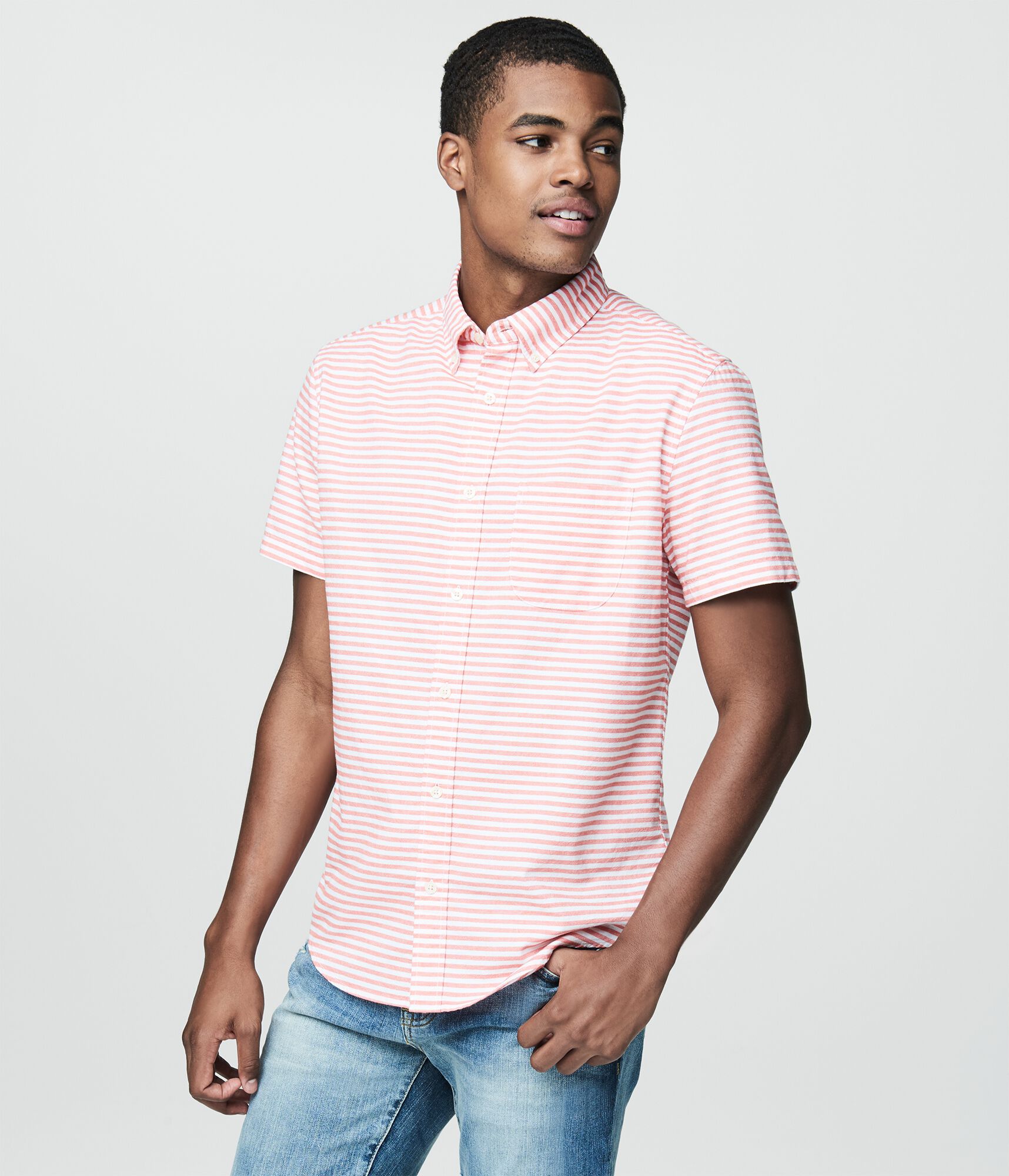 Prince &amp; Fox Horizontal Stripe Button Down