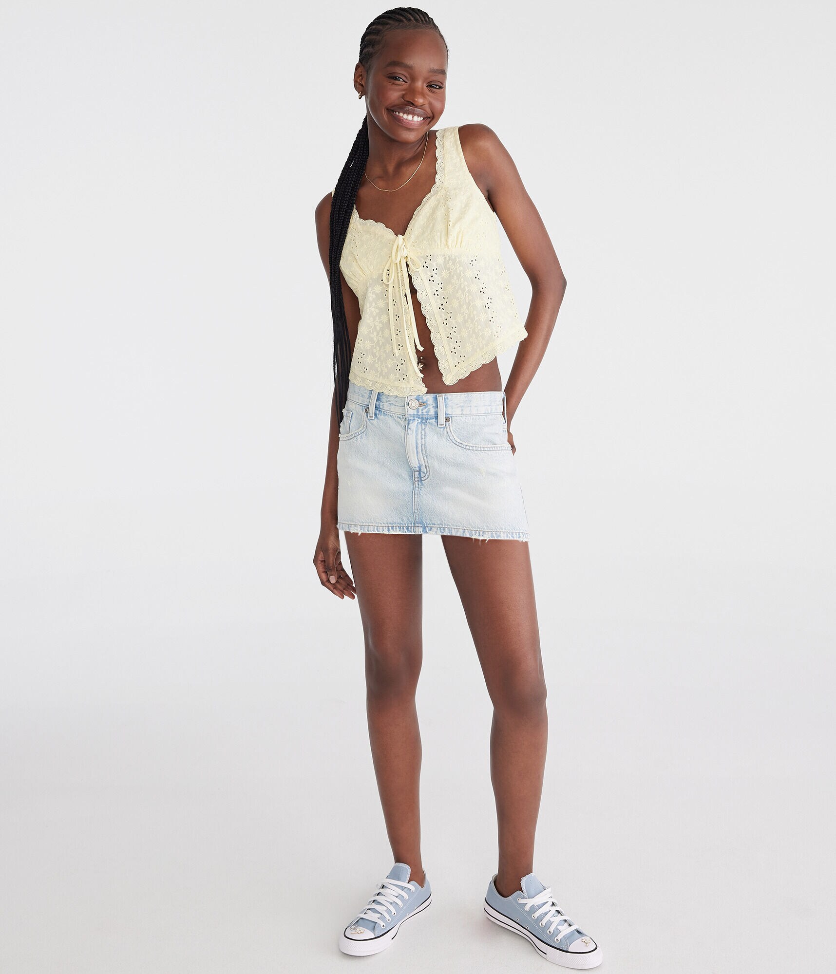 Eyelet Tie-Front Flyaway Tank