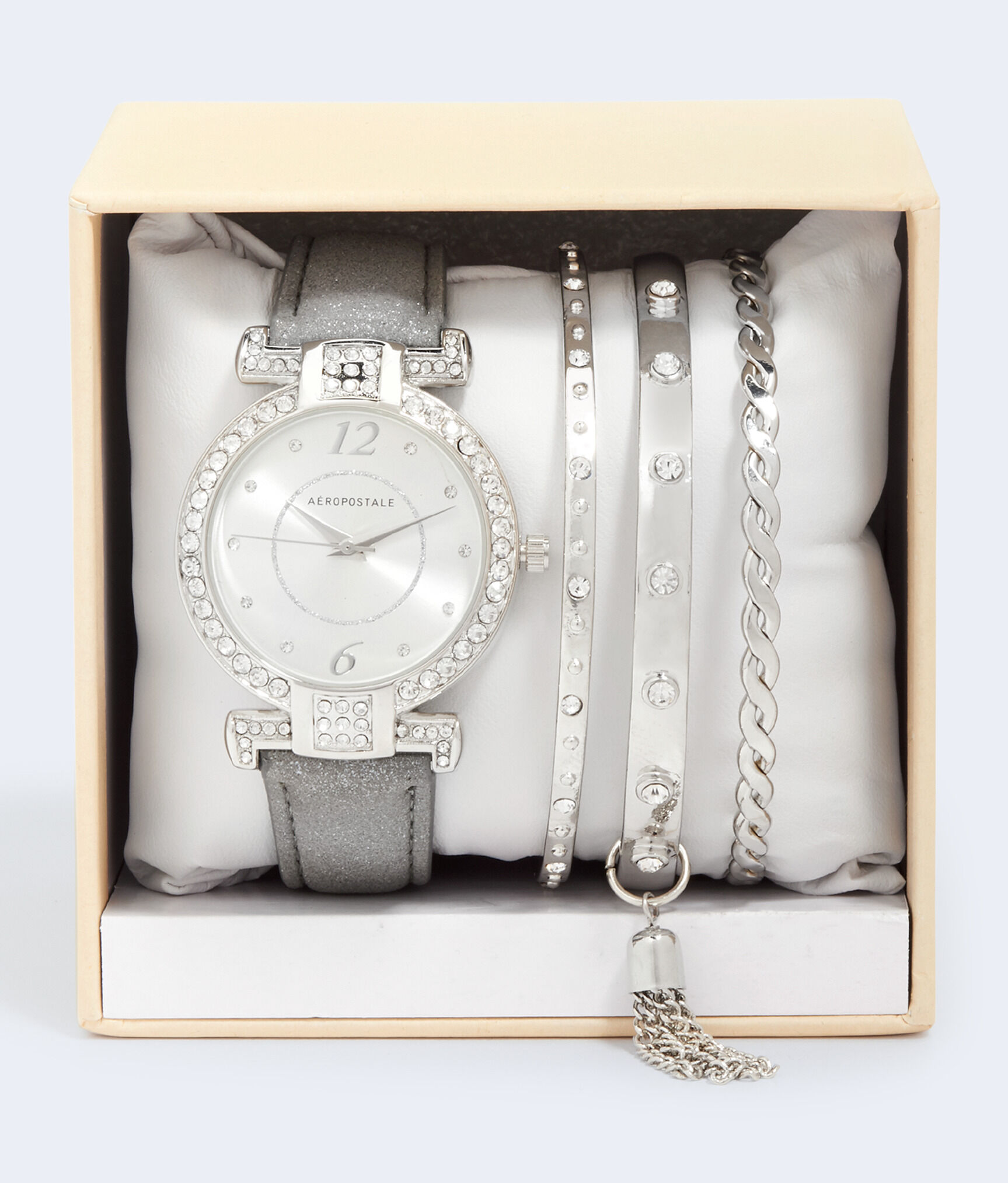 Rhinestone Faux Suede Watch &amp; Bracelet Set***