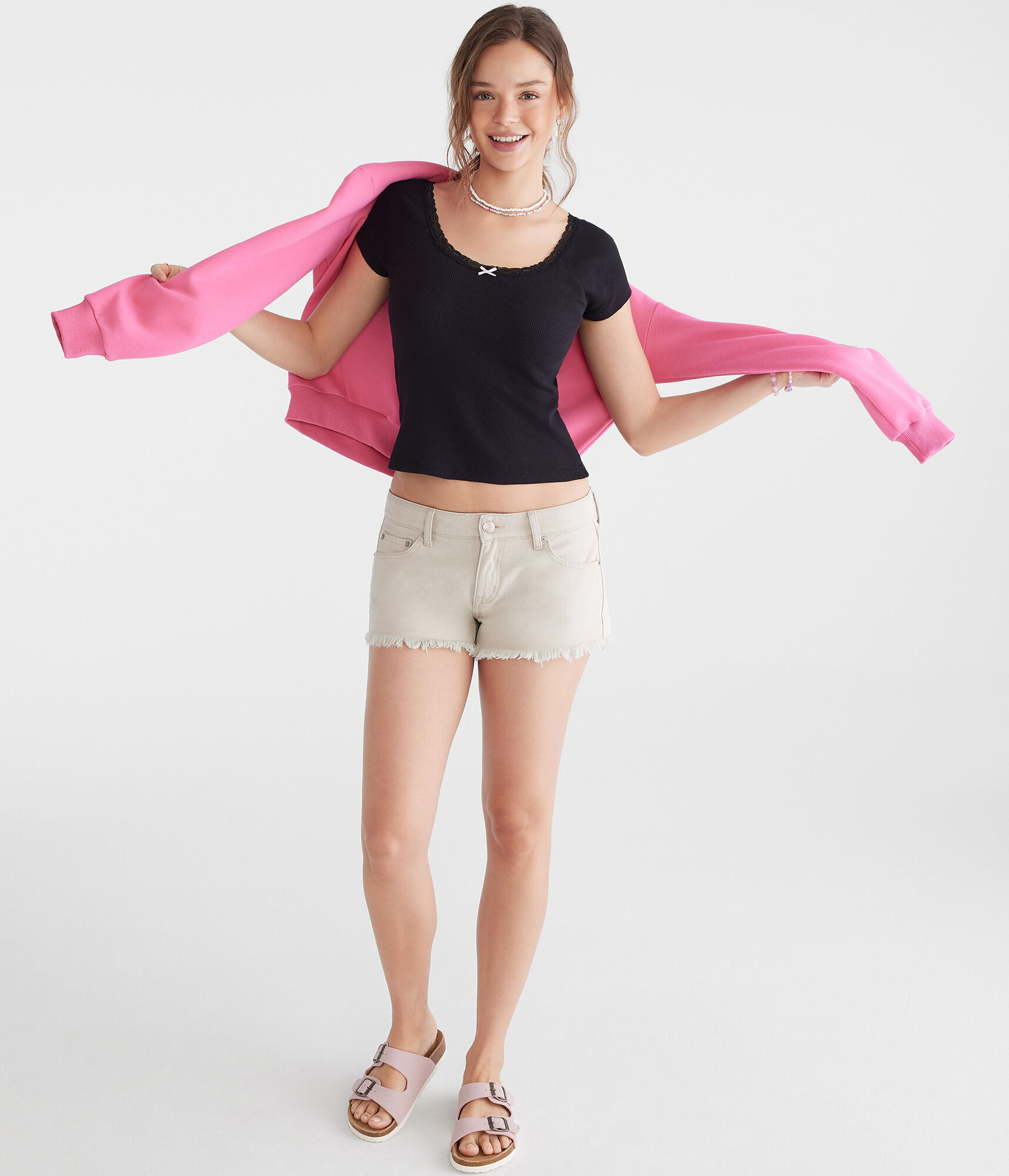 Seriously Soft Lace-Trim Shrunken Tee