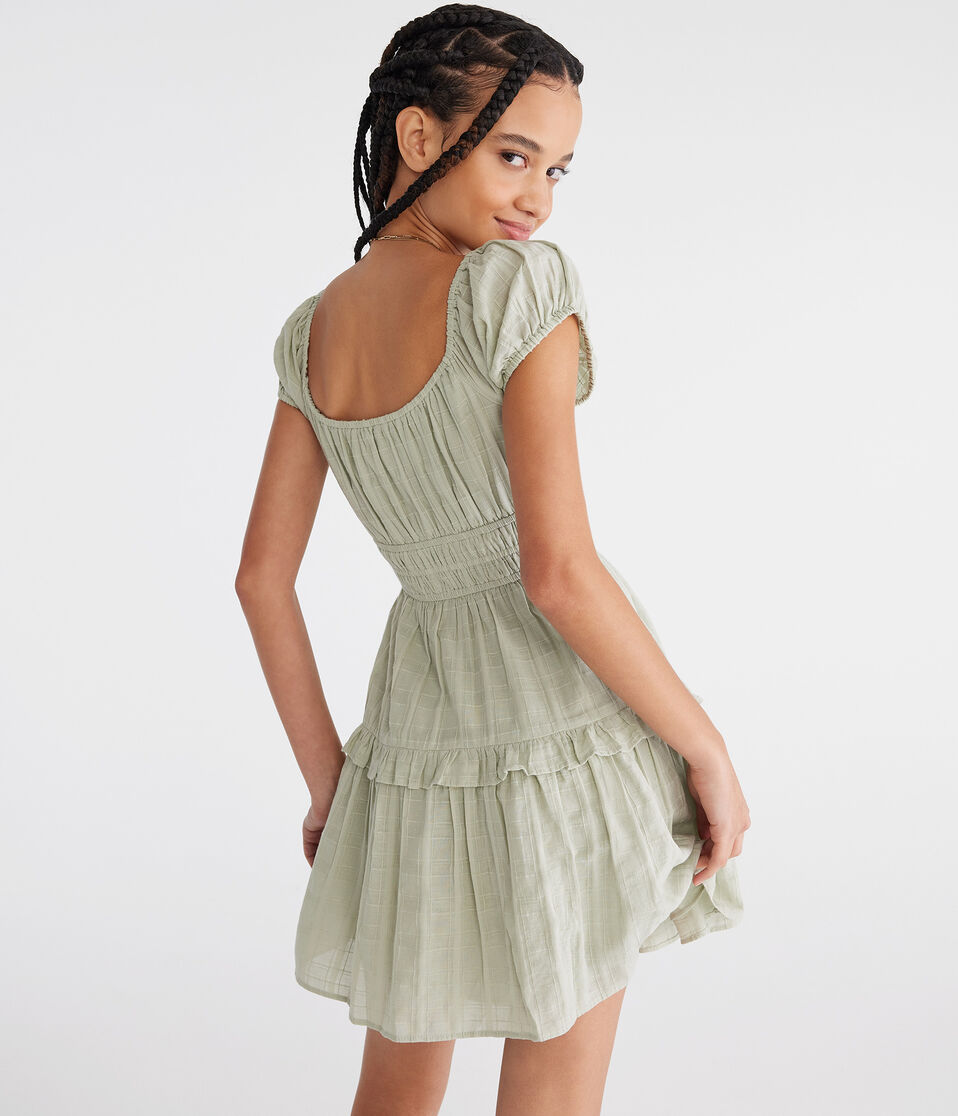 Solid Scoop-Neck Ruffled Fit & Flare Dress Solid Scoop-Neck Ruffled Fit & Flare Dress