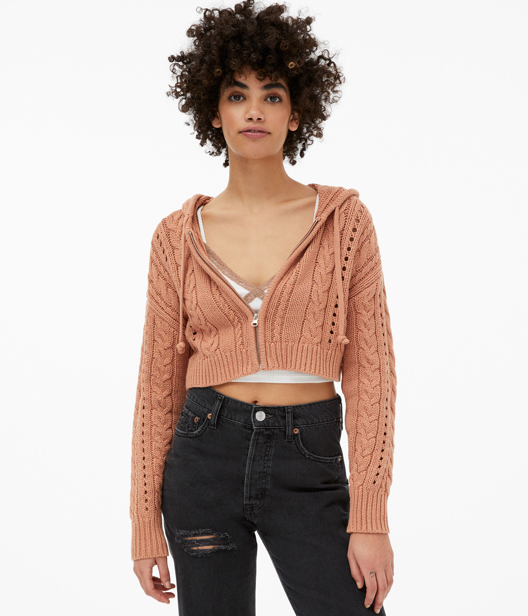 graphic knit cropped cardigan