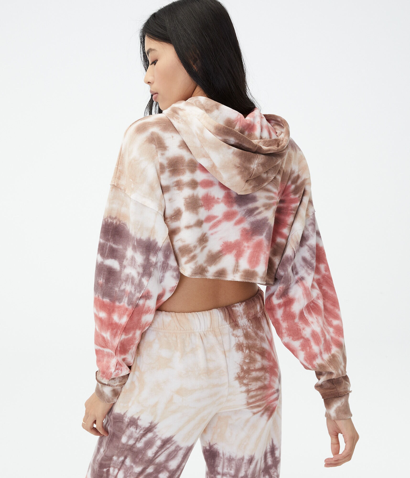 Tie-Dye Cropped Boyfriend Pullover Hoodie