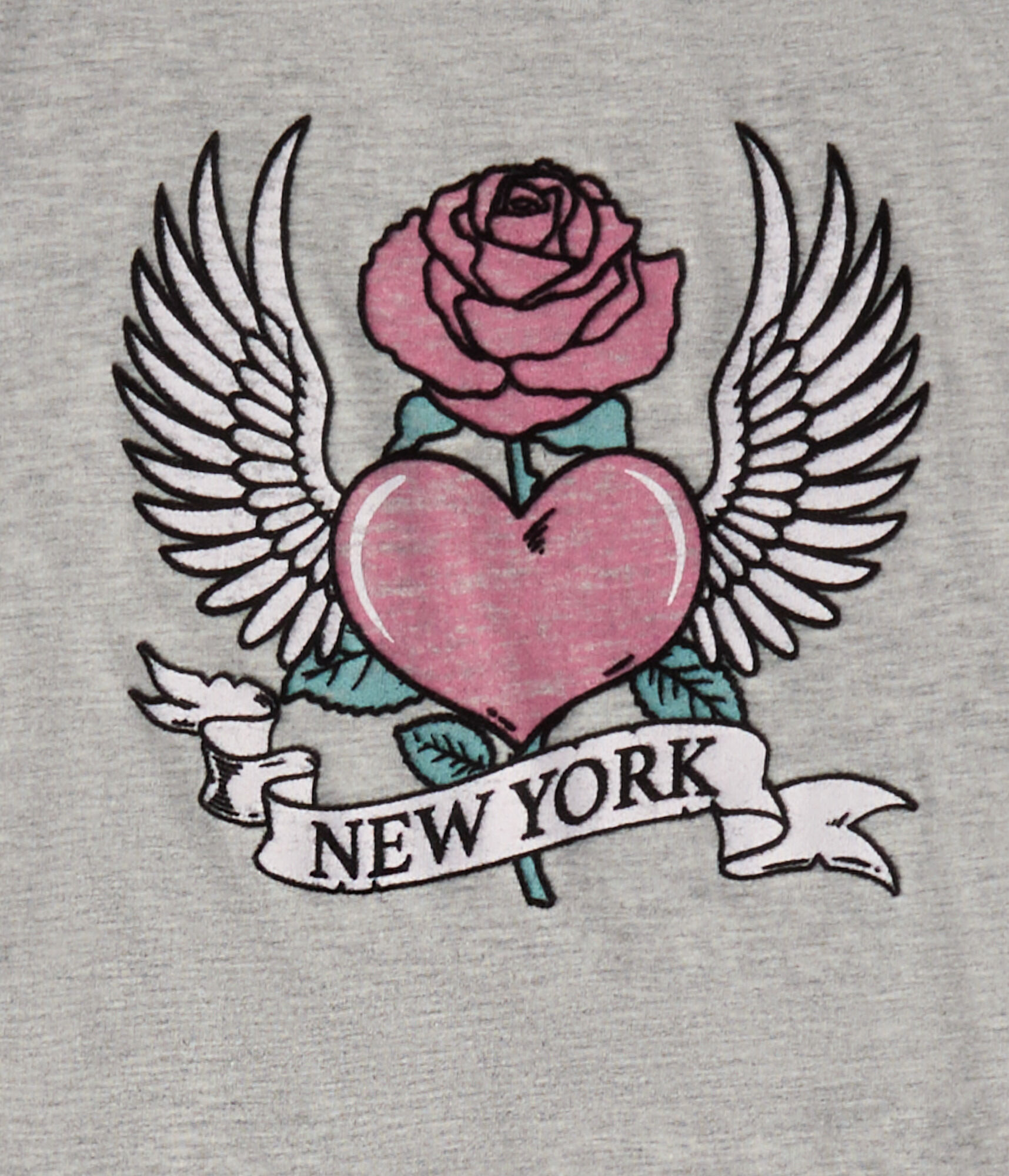 Winged Heart Rose Flocked Graphic Tee