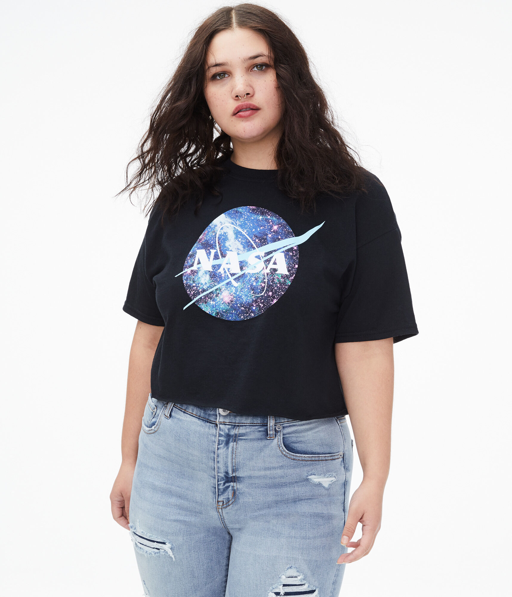 NASA Galaxy Cropped Graphic Tee