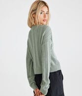 Ribbed Cropped Crew Sweater