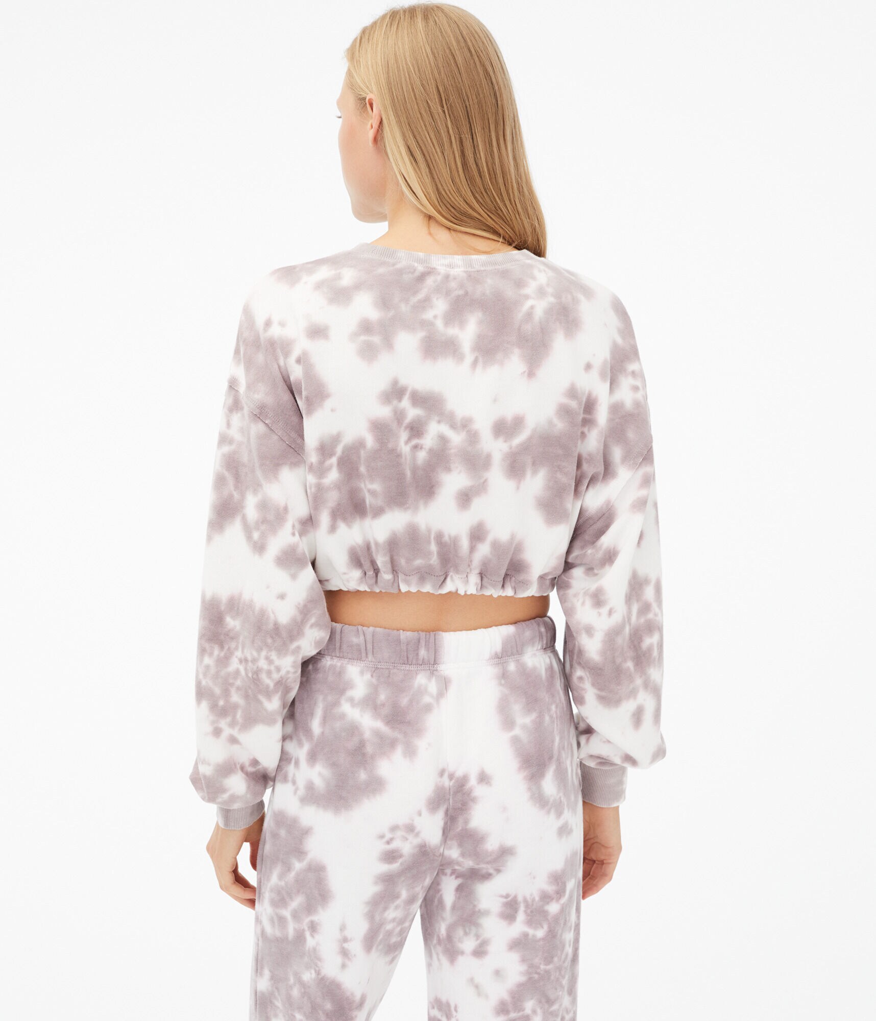 Tie-Dye Cinched Cropped Crew Sweatshirt