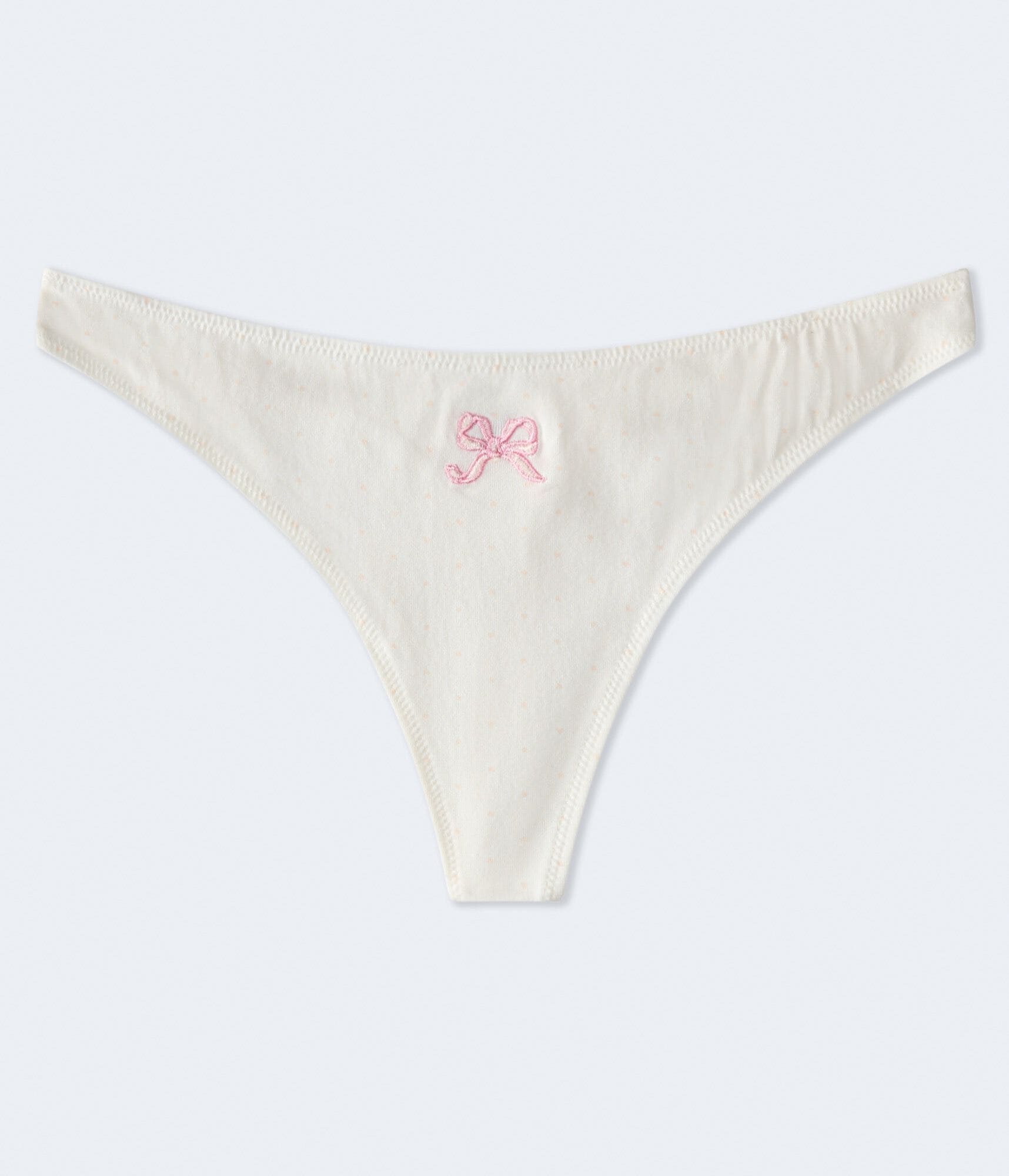 Embroidered Bow Thong