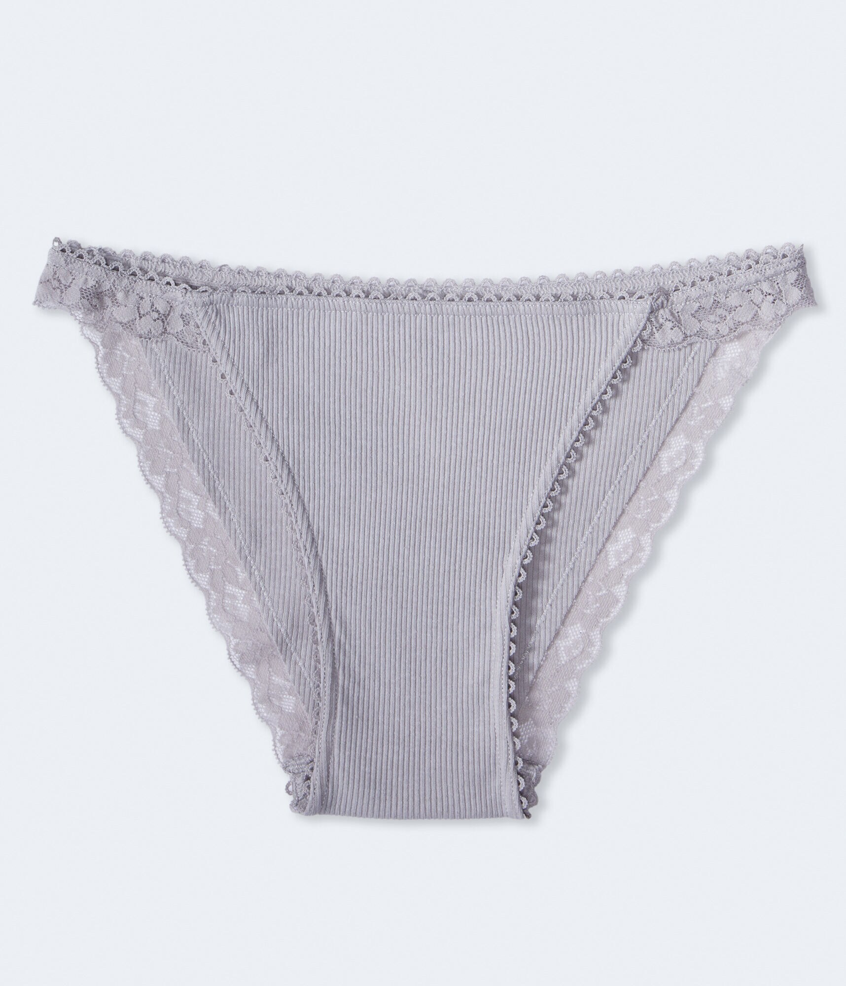 Ribbed Lace-Trim Bikini