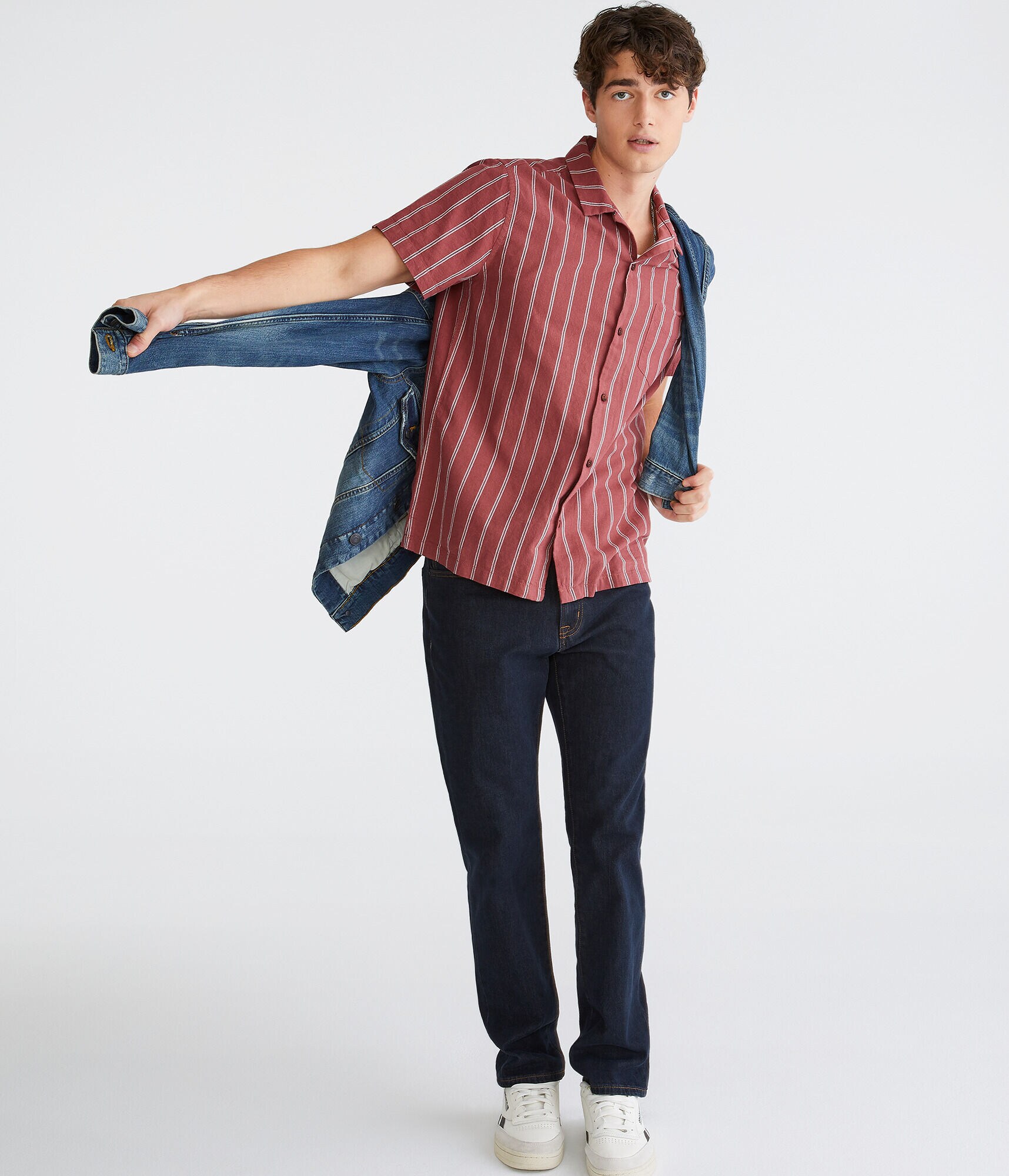 Vertical Stripe Hemp Oxford Shirt