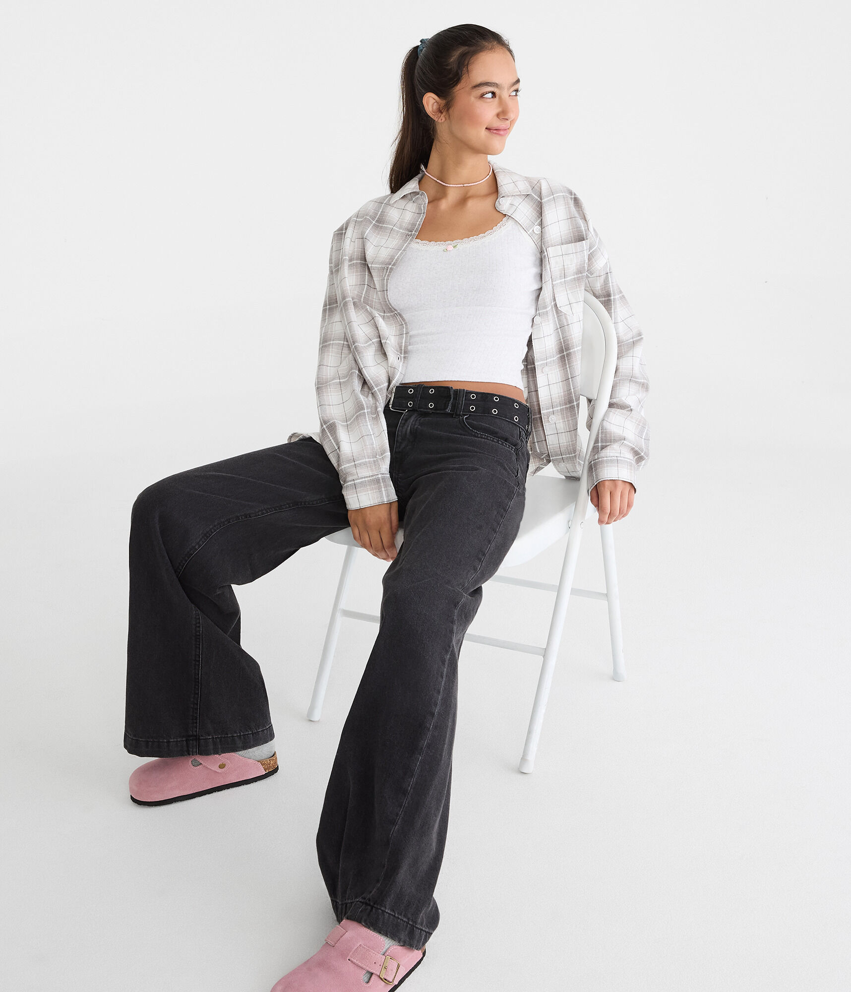 Long Sleeve Relaxed Plaid Shirt