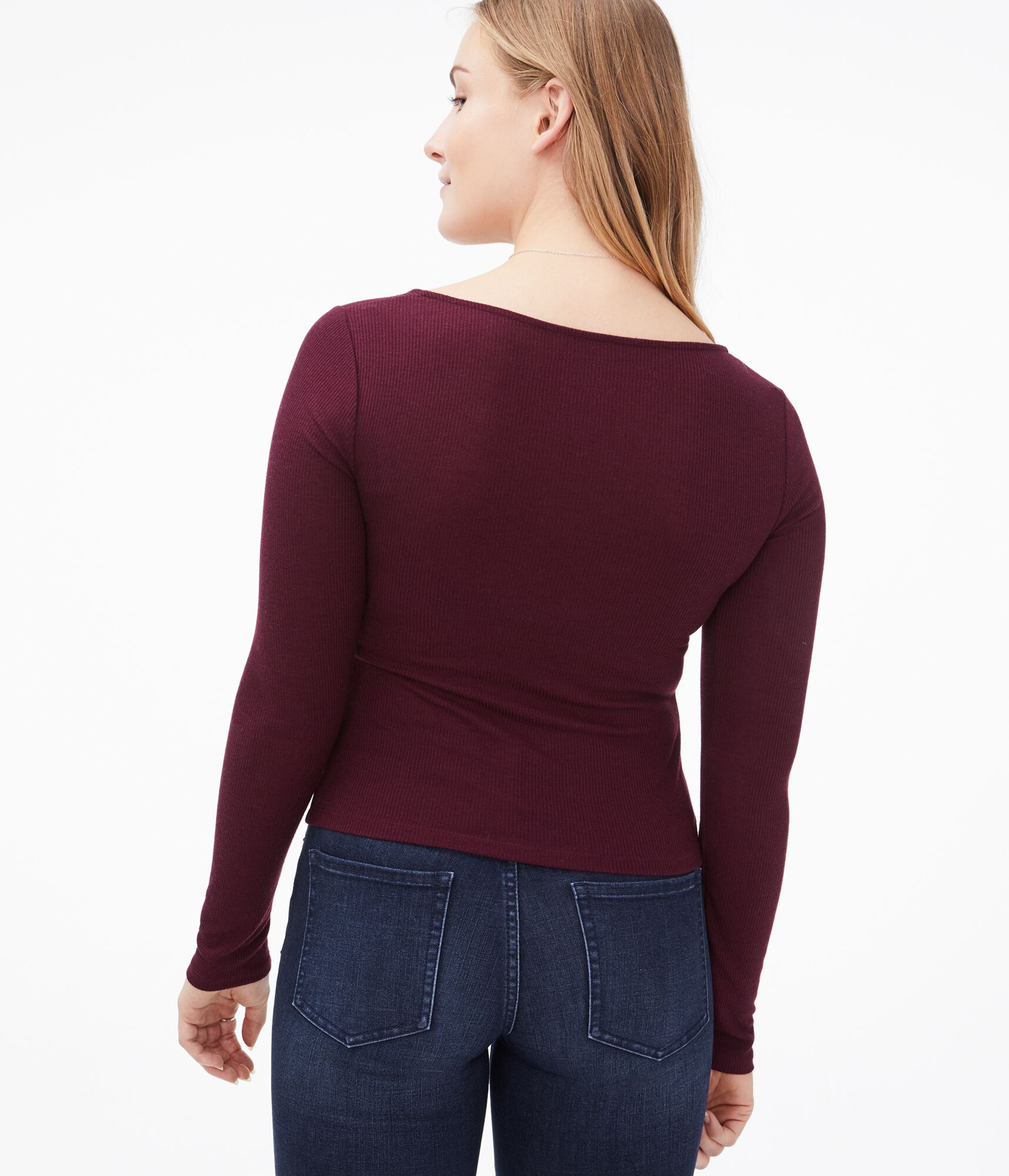 Long Sleeve Lace-Up Bodycon Top