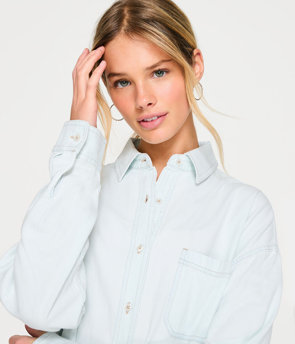 Long Sleeve Oversized Chambray Shirt