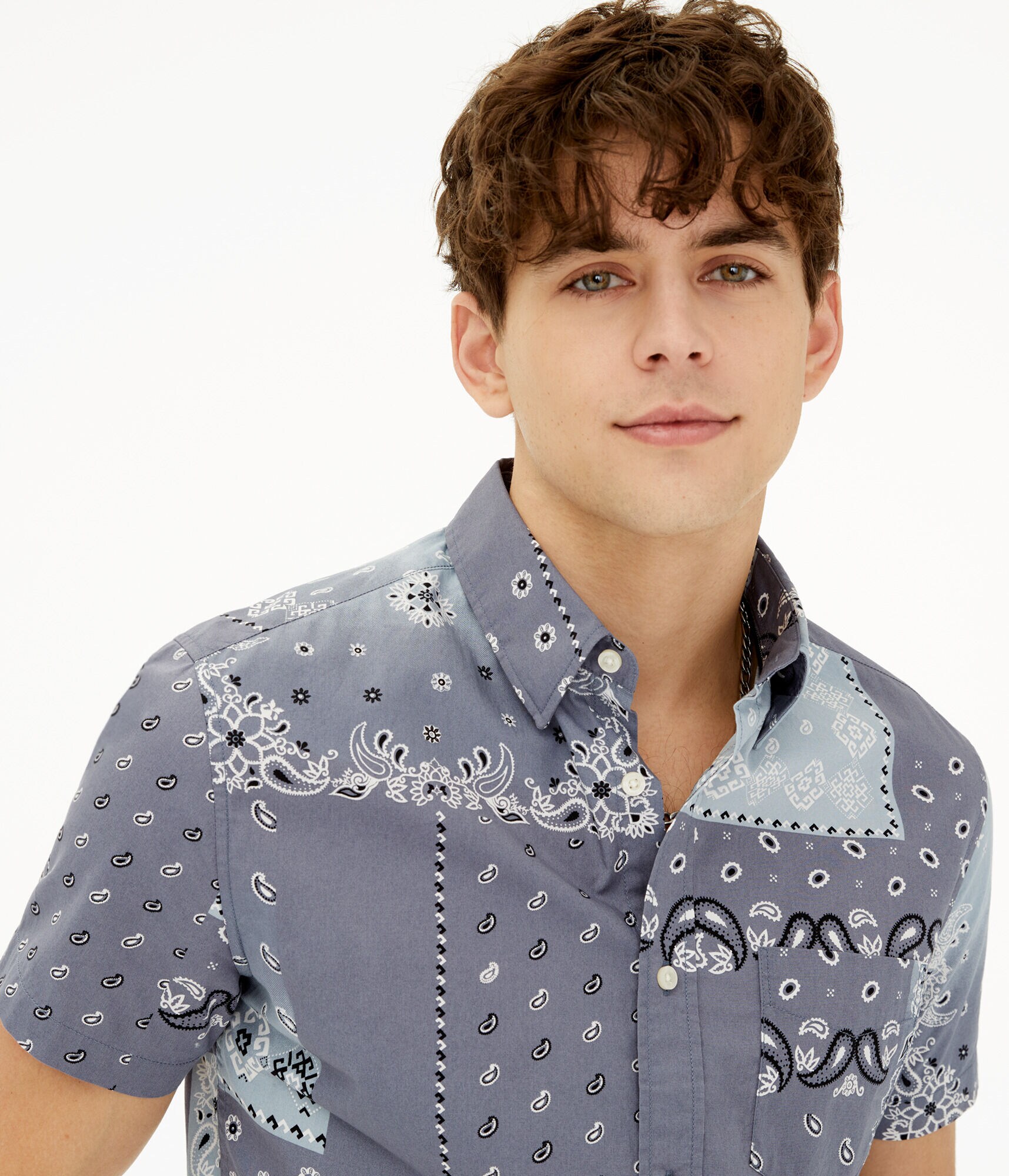 Bandana Print Button-Down Shirt