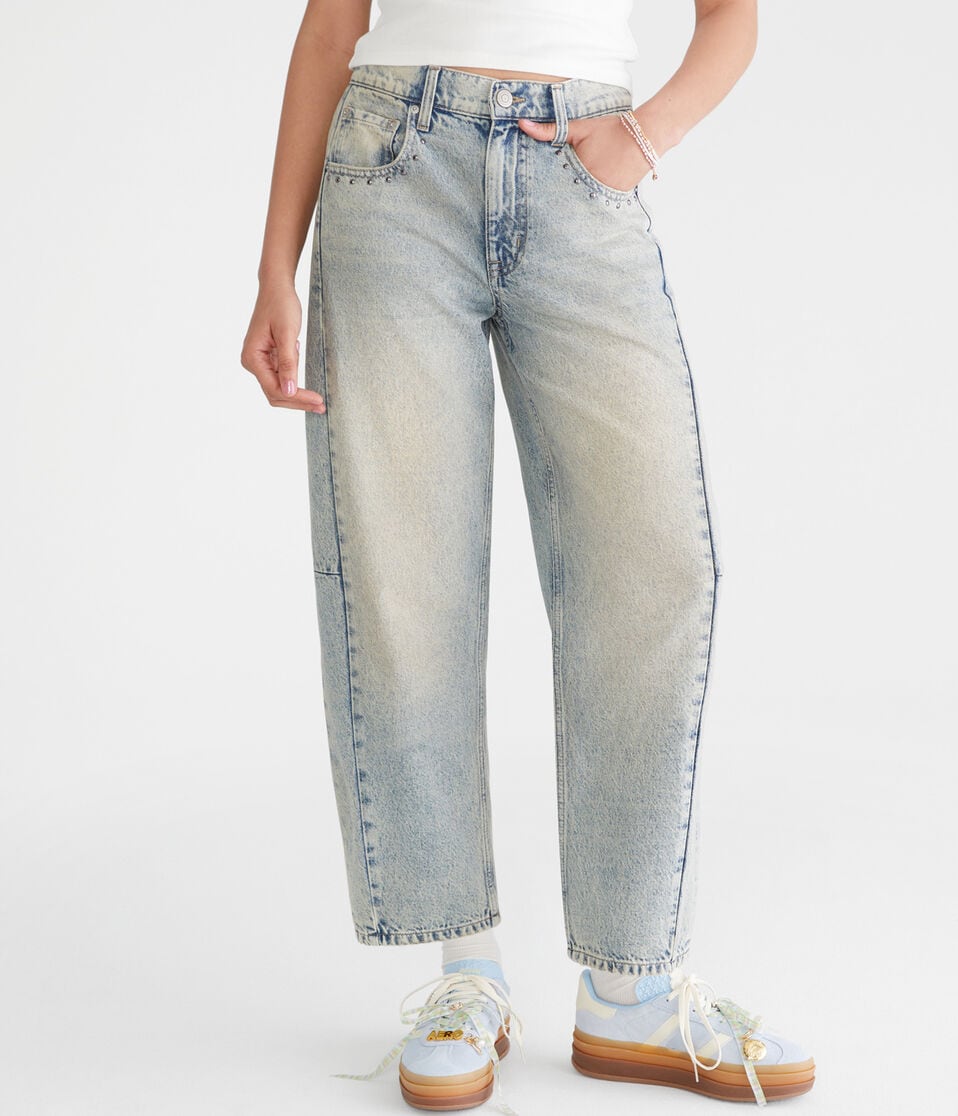 Mid-Rise Barrel Leg Jean