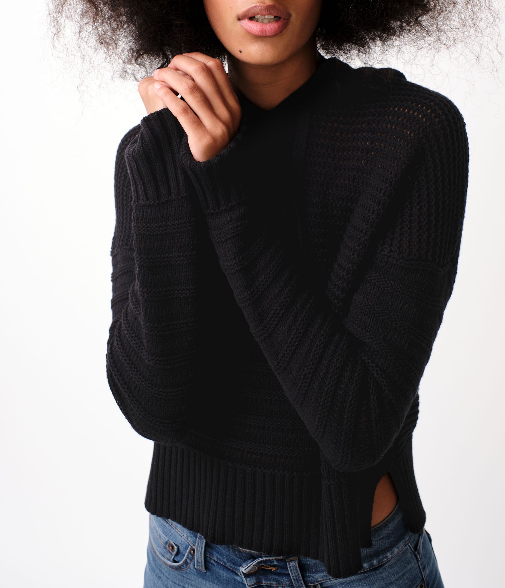 Hooded Multi-Knit Sweater