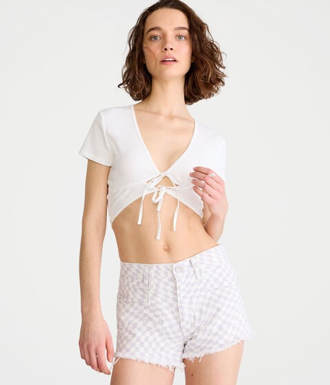 High-Rise Denim Shorty Shorts