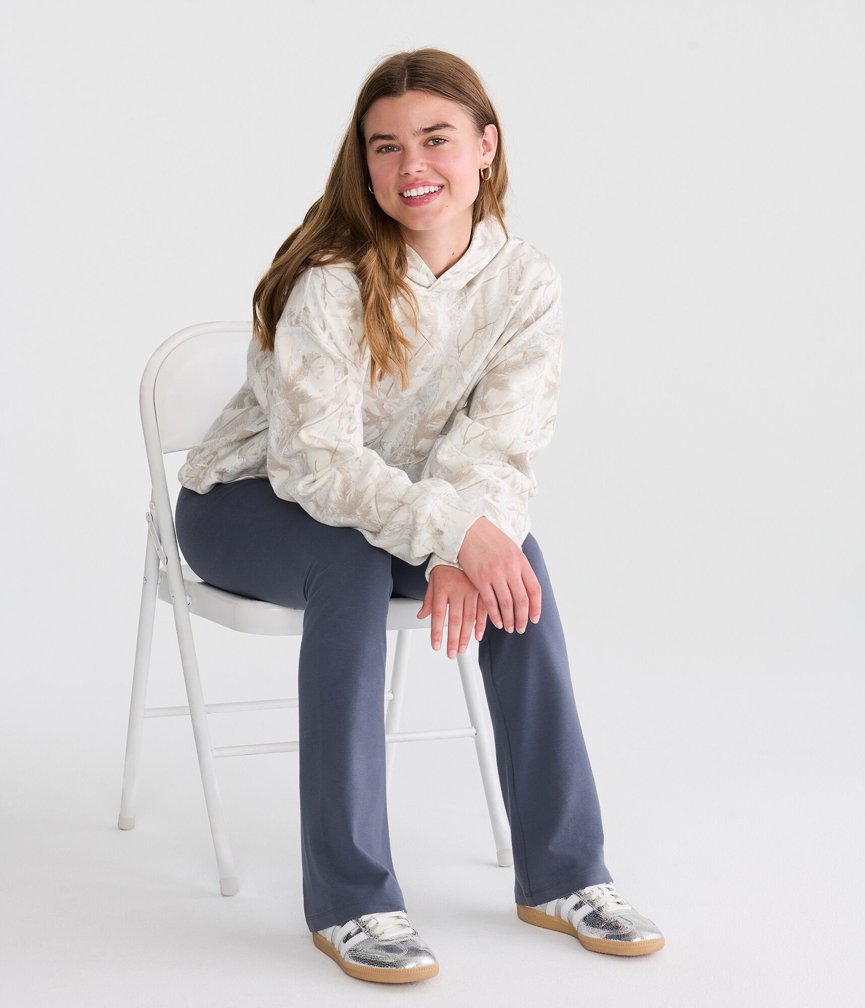 Mid-Rise Fold-Over Bootcut Pants
