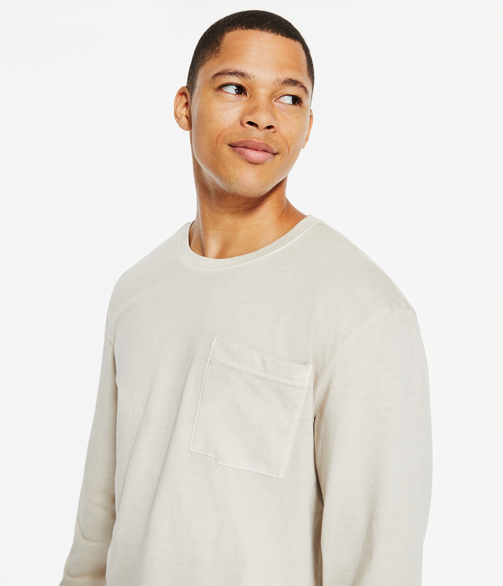 Long Sleeve Washed Pocket Crew Tee