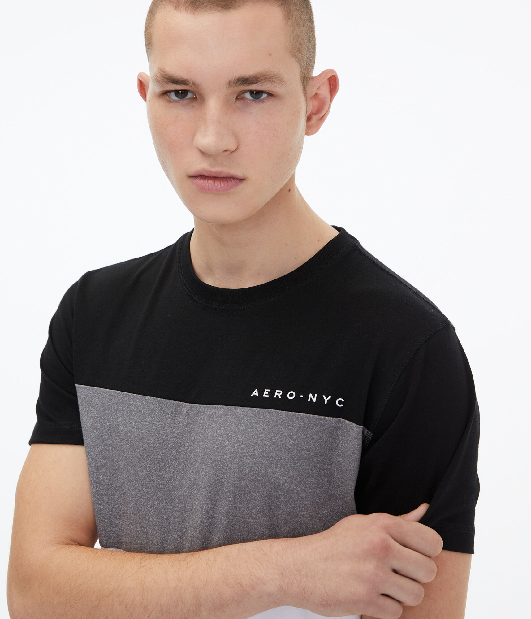 Aero NYC Colorblocked Stretch Graphic Tee