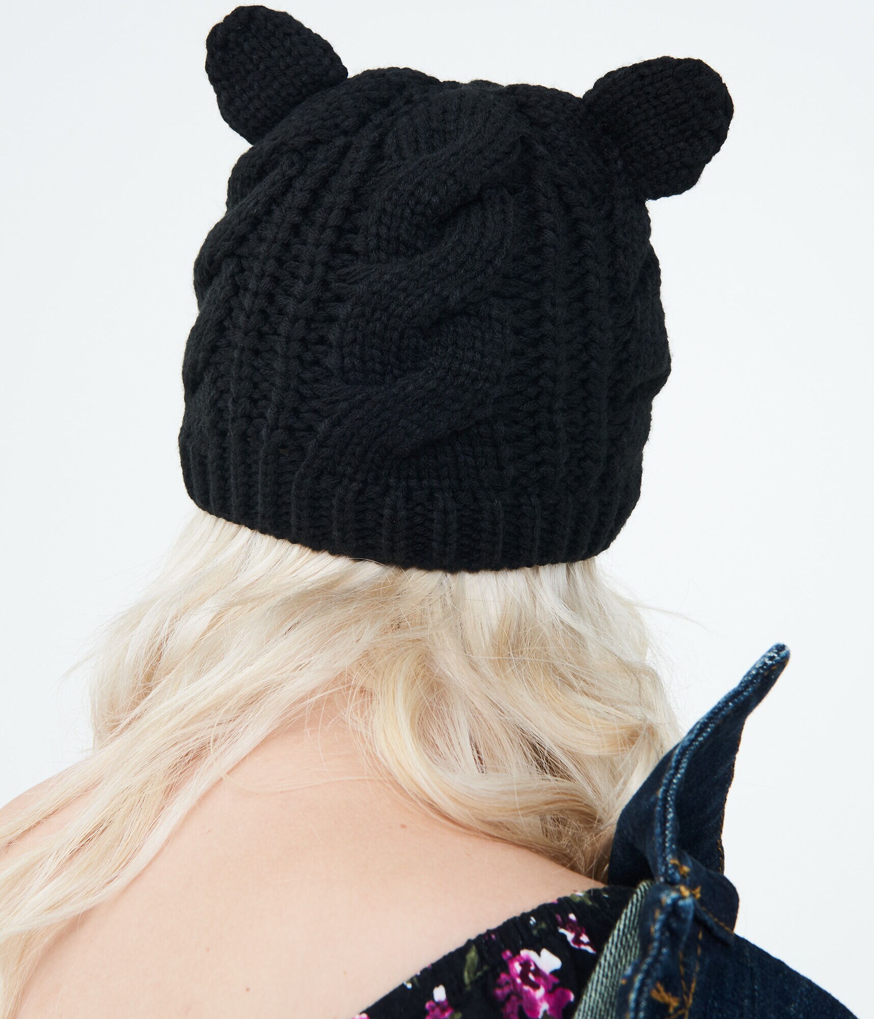 Cat Ears Cable-Knit Beanie