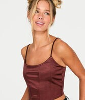 Satin Cropped Corset Tank