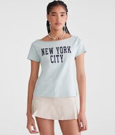 Seriously Soft New York City Off-The-Shoulder Vintage Fit Graphic Tee