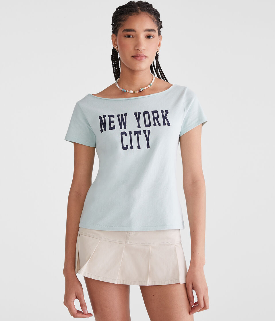 Seriously Soft New York City Off-The-Shoulder Vintage Fit Graphic Tee