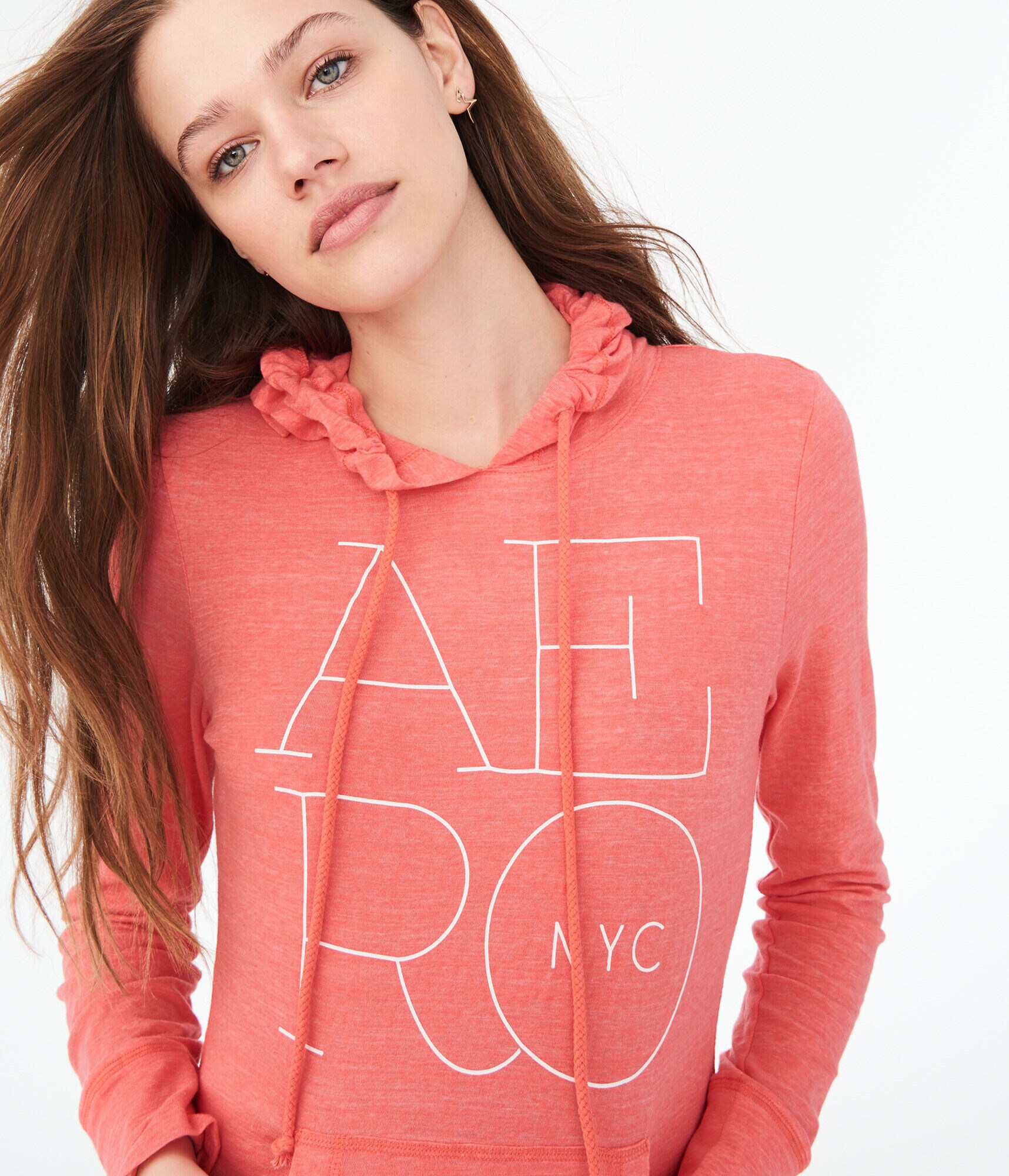 Long Sleeve Stacked Aero Logo Hooded Top***