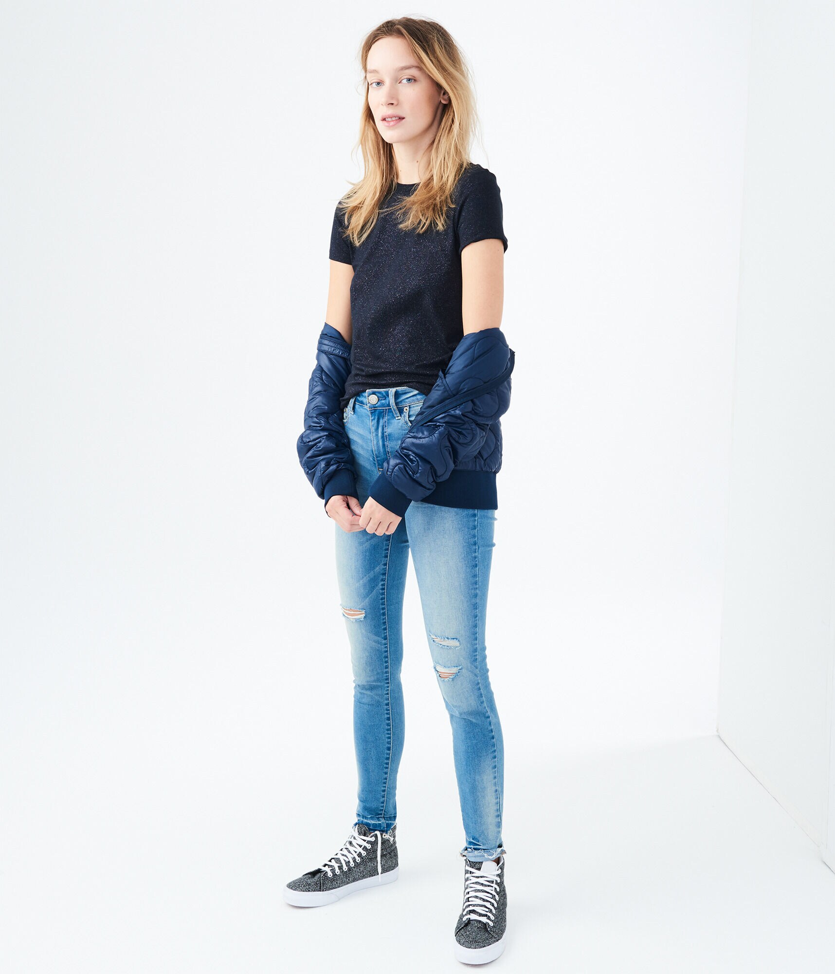 Metallic Slim Crew Tee