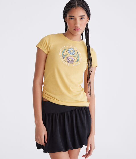 Aeropostale Circle Floral Graphic Tee