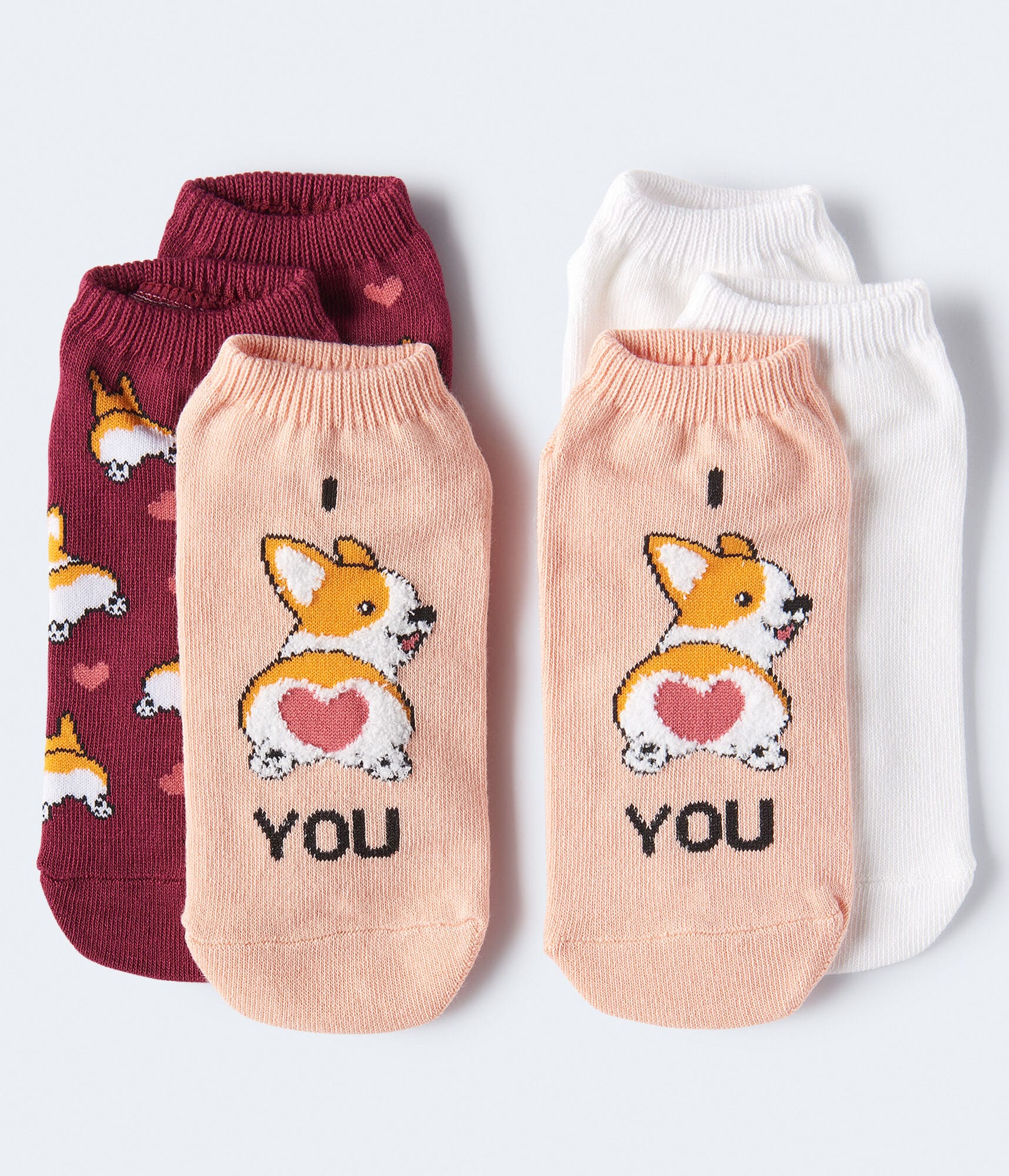 Fuzzy Corgi Ankle Sock 3-Pack
