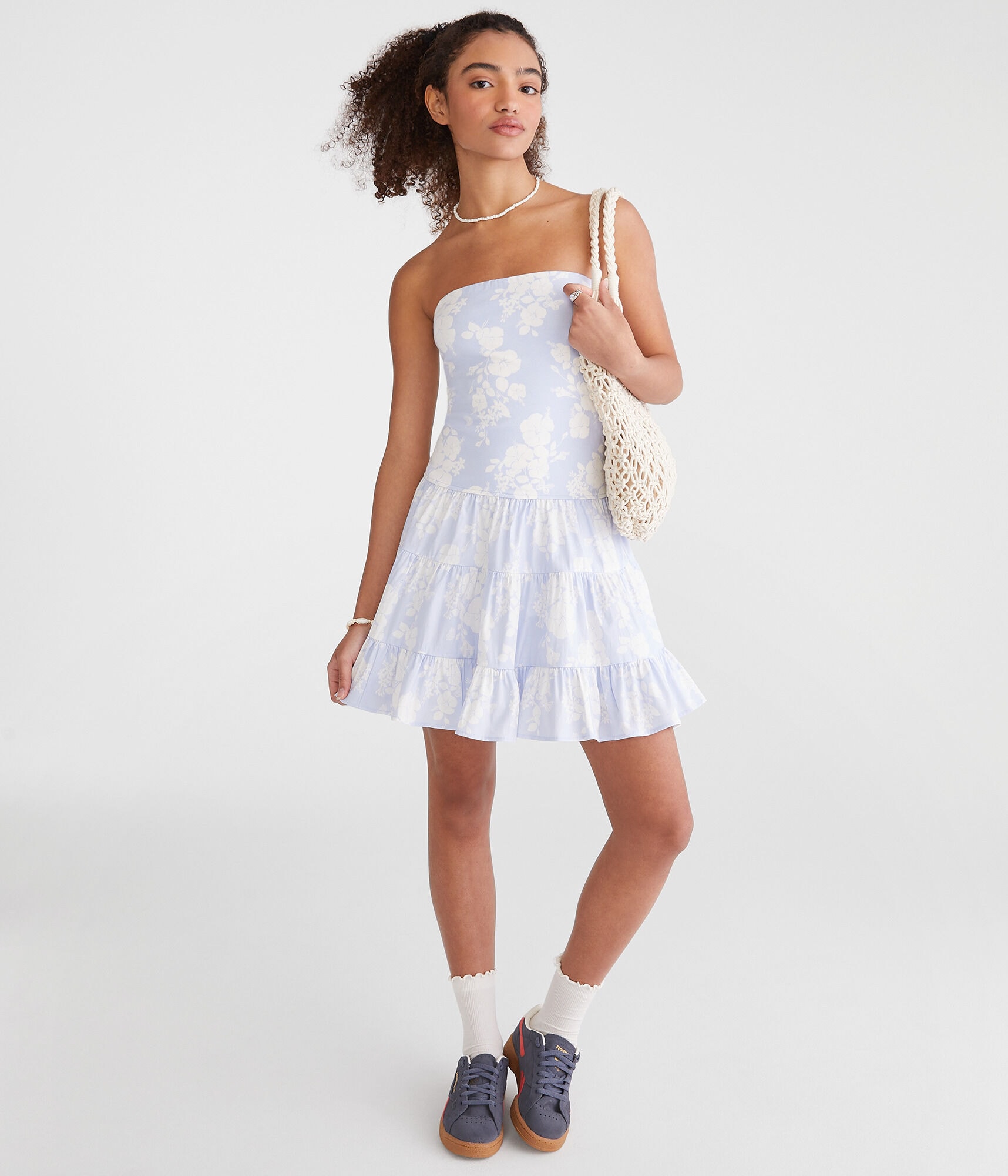 Two-Way Gathered Flare Dress floral M 限定 Sweetheart Embroidered Mesh Floral Tiered Fit and Flare