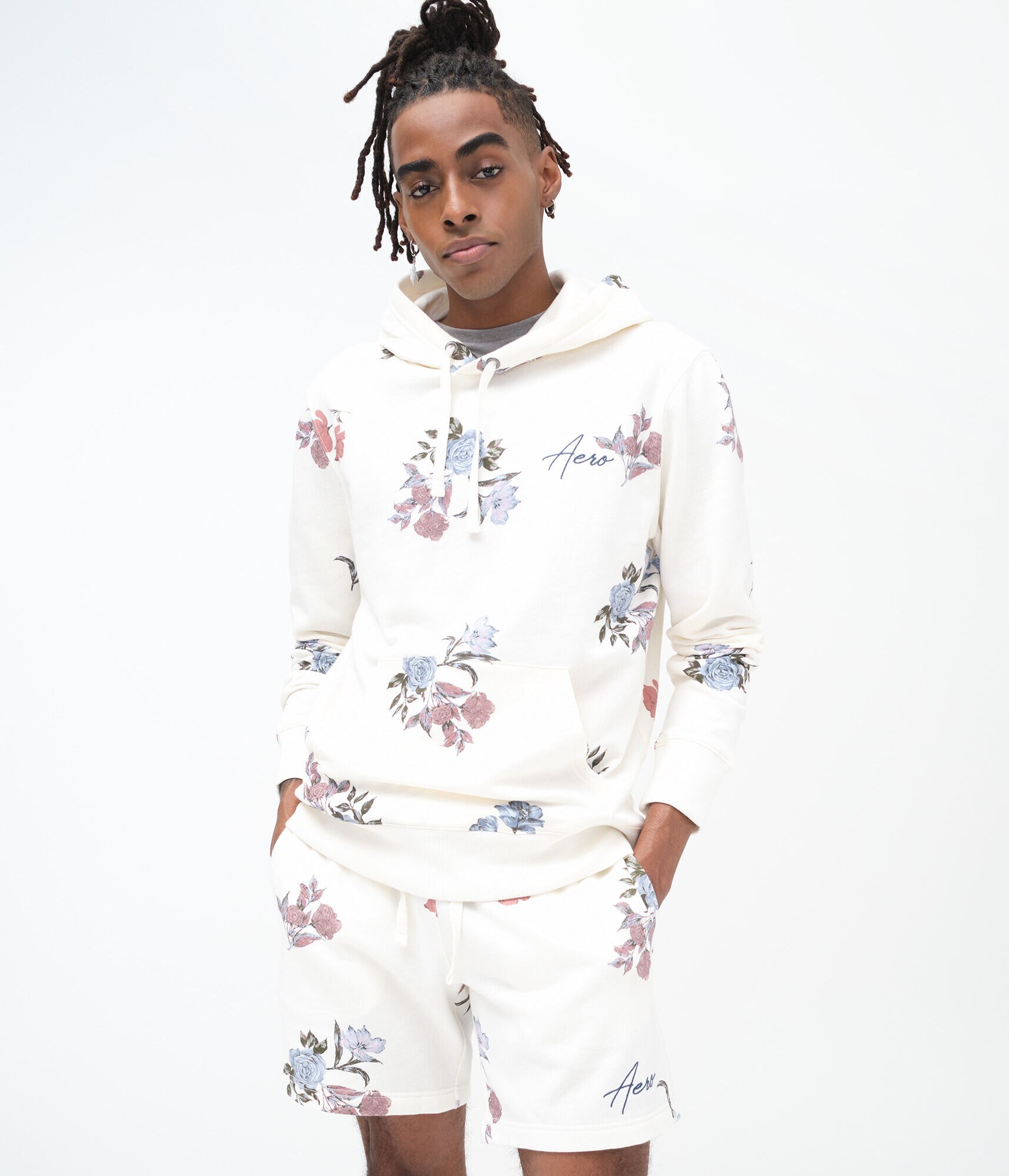 Aero Script Floral Pullover Hoodie