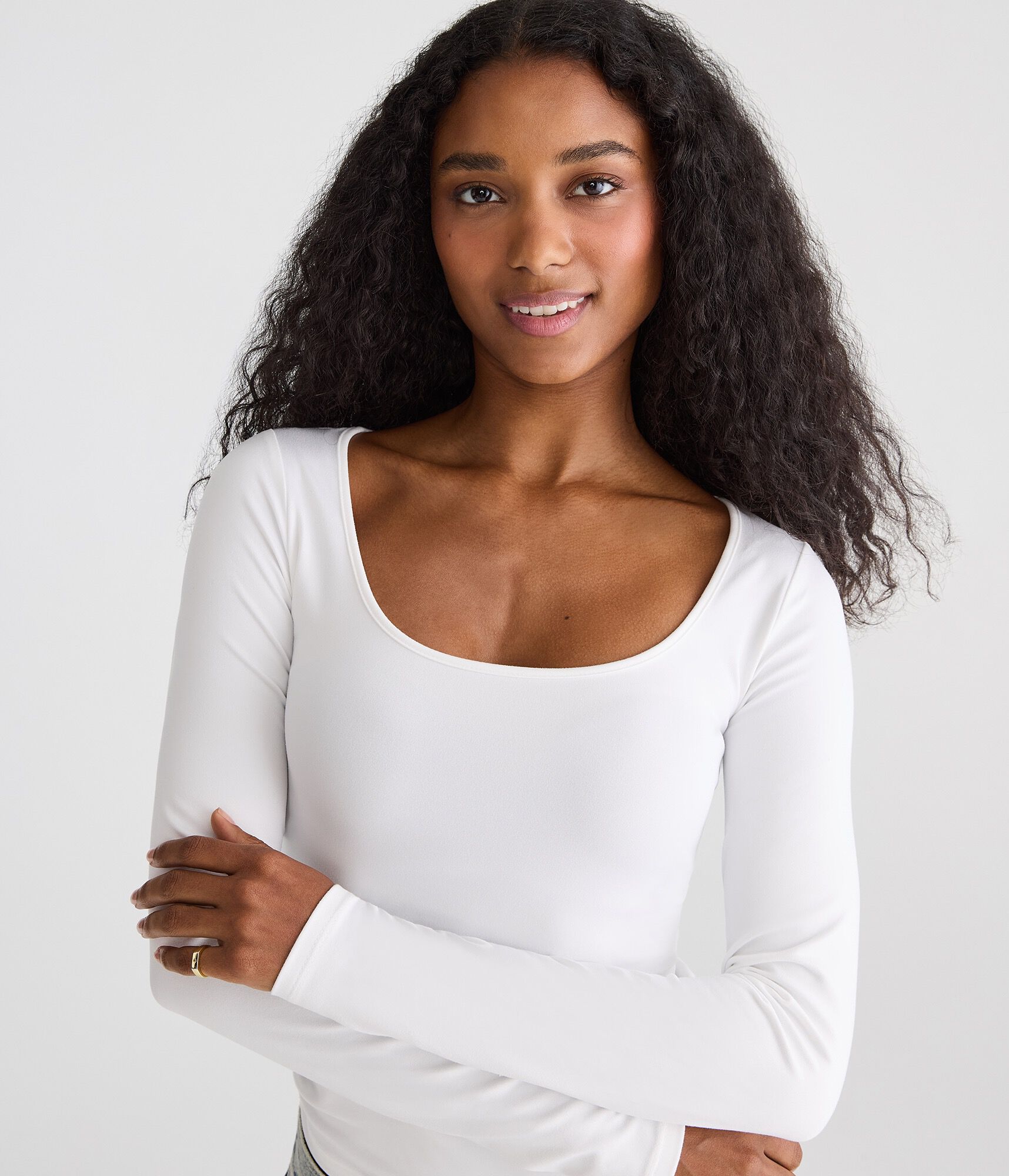 Long Sleeve Buttery Soft Scoop-Neck Tee