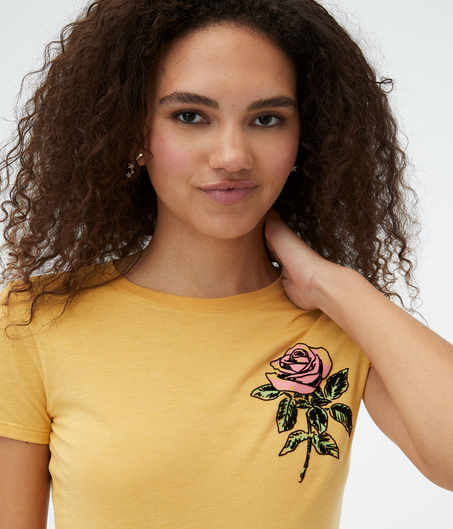 Rose Sketch Flocked Graphic Tee