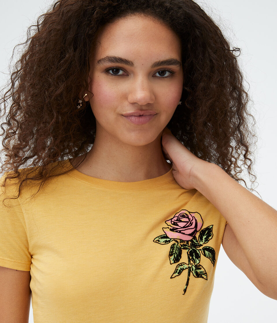 Rose Sketch Flocked Graphic Tee