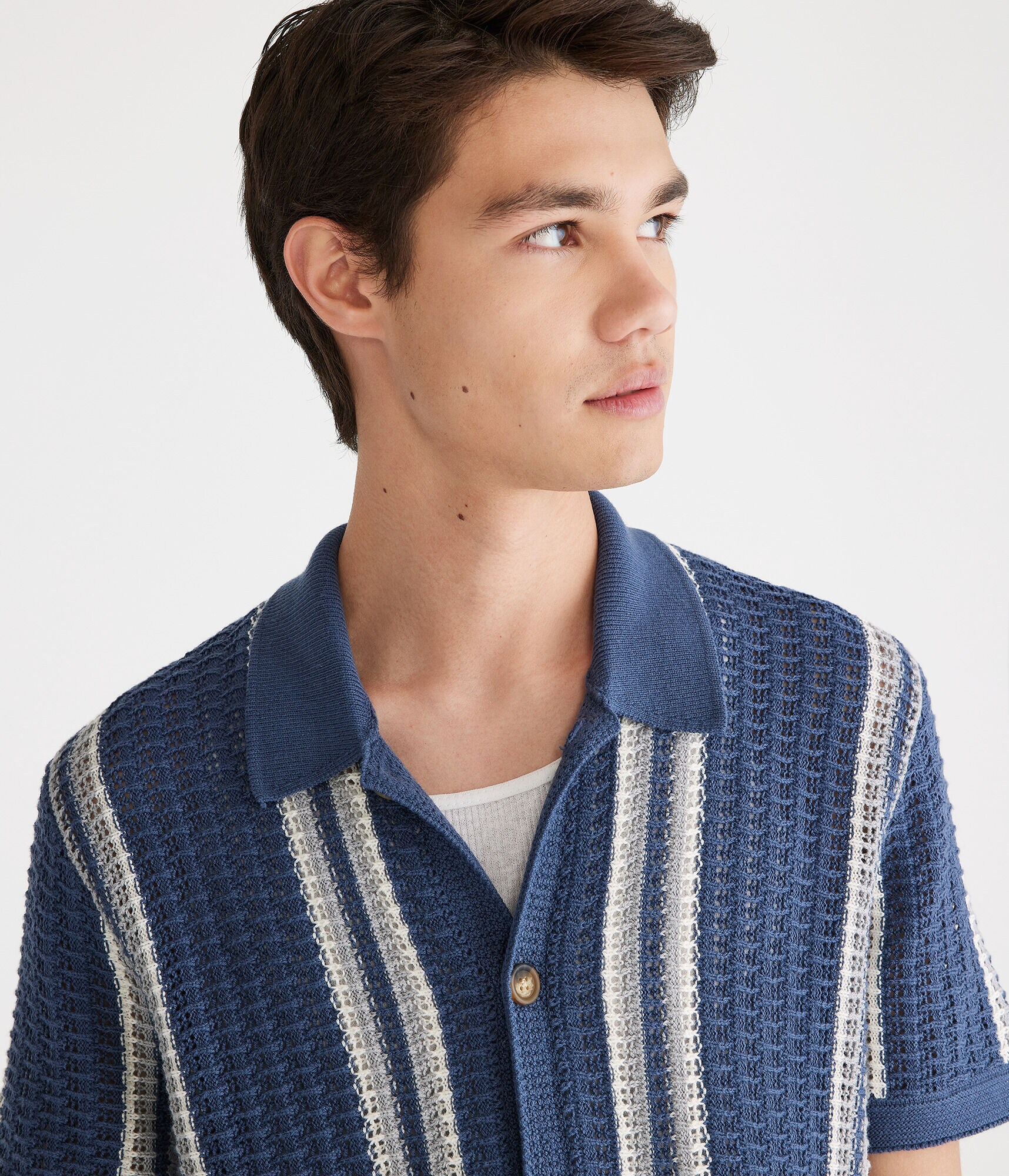 Vertical Stripe Crocheted Shirt