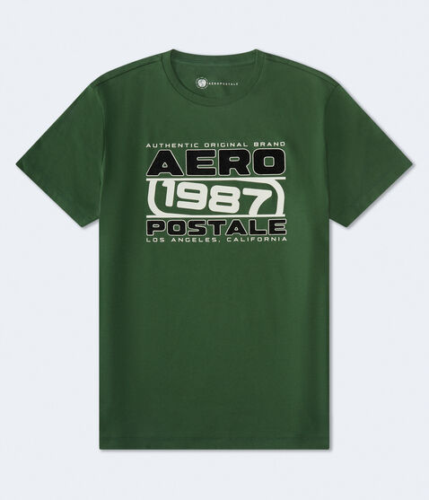 Aero 1987 Box Logo Flocked Graphic Tee Aero 1987 Box Logo Flocked Graphic Tee