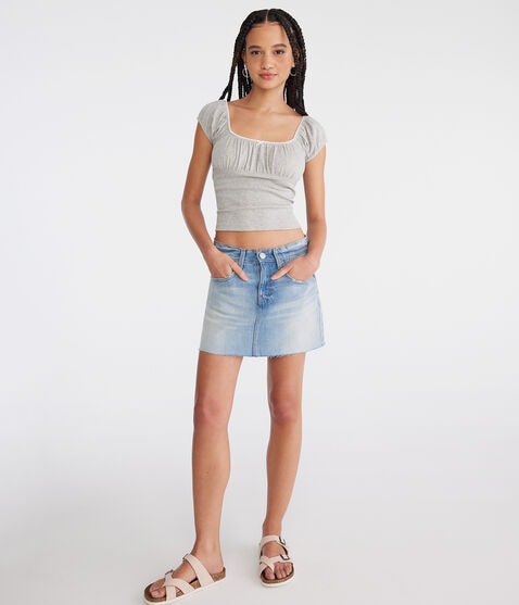 Low-Rise Denim Mini Skirt Low-Rise Denim Mini Skirt