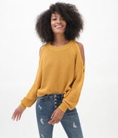 Open Sleeve Cold-Shoulder Sweater***