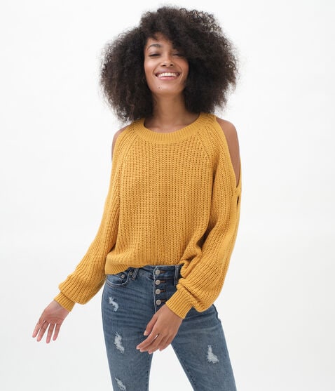 Open Sleeve Cold-Shoulder Sweater***