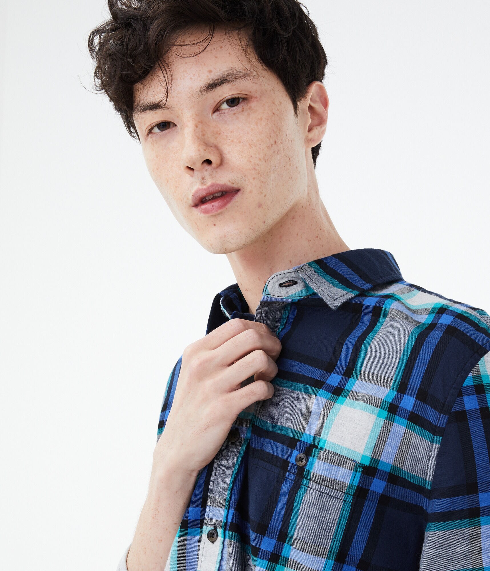 Long Sleeve Multi-Plaid Button-Down Shirt