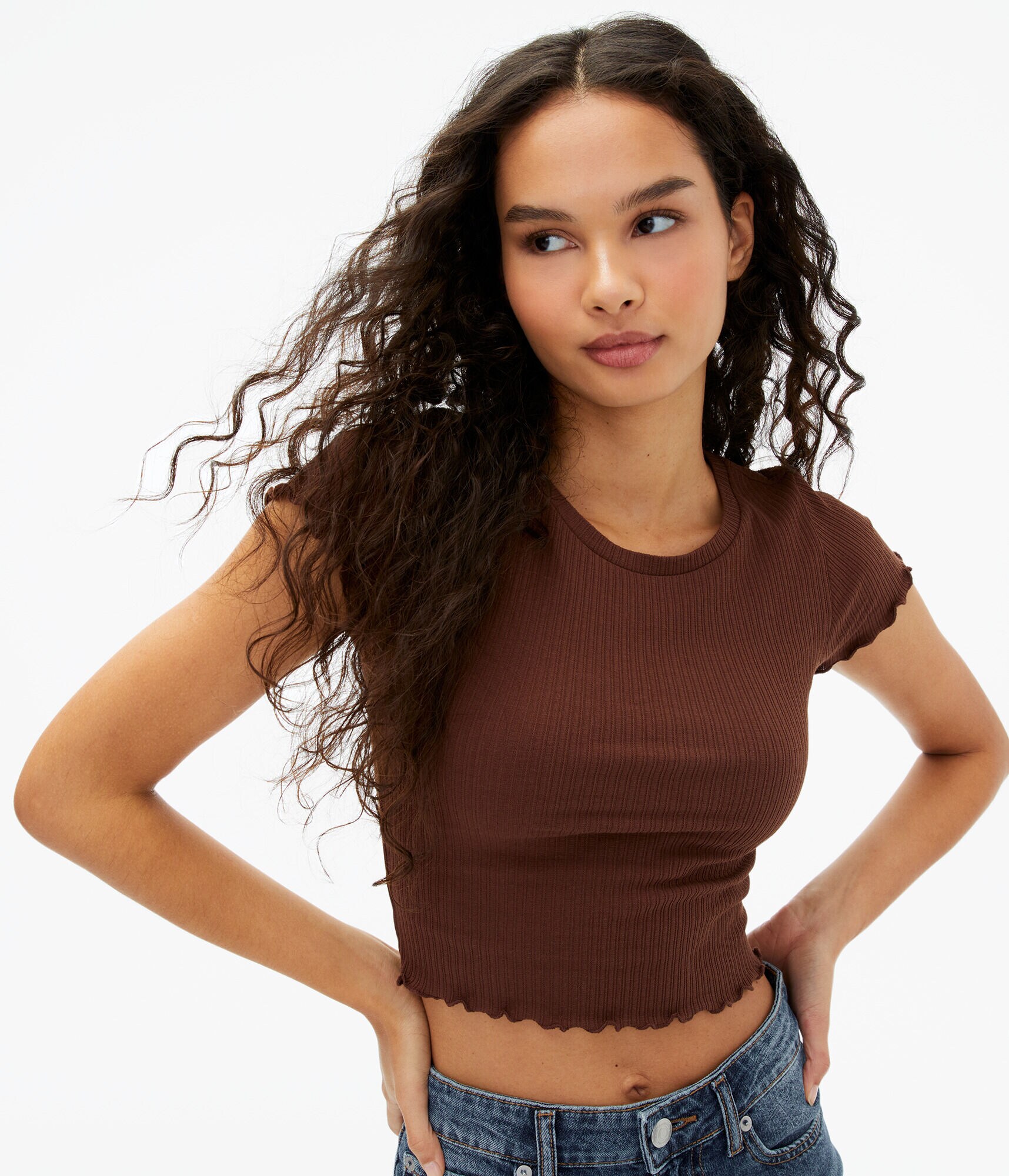 Ribbed Cropped Shrunken Tee