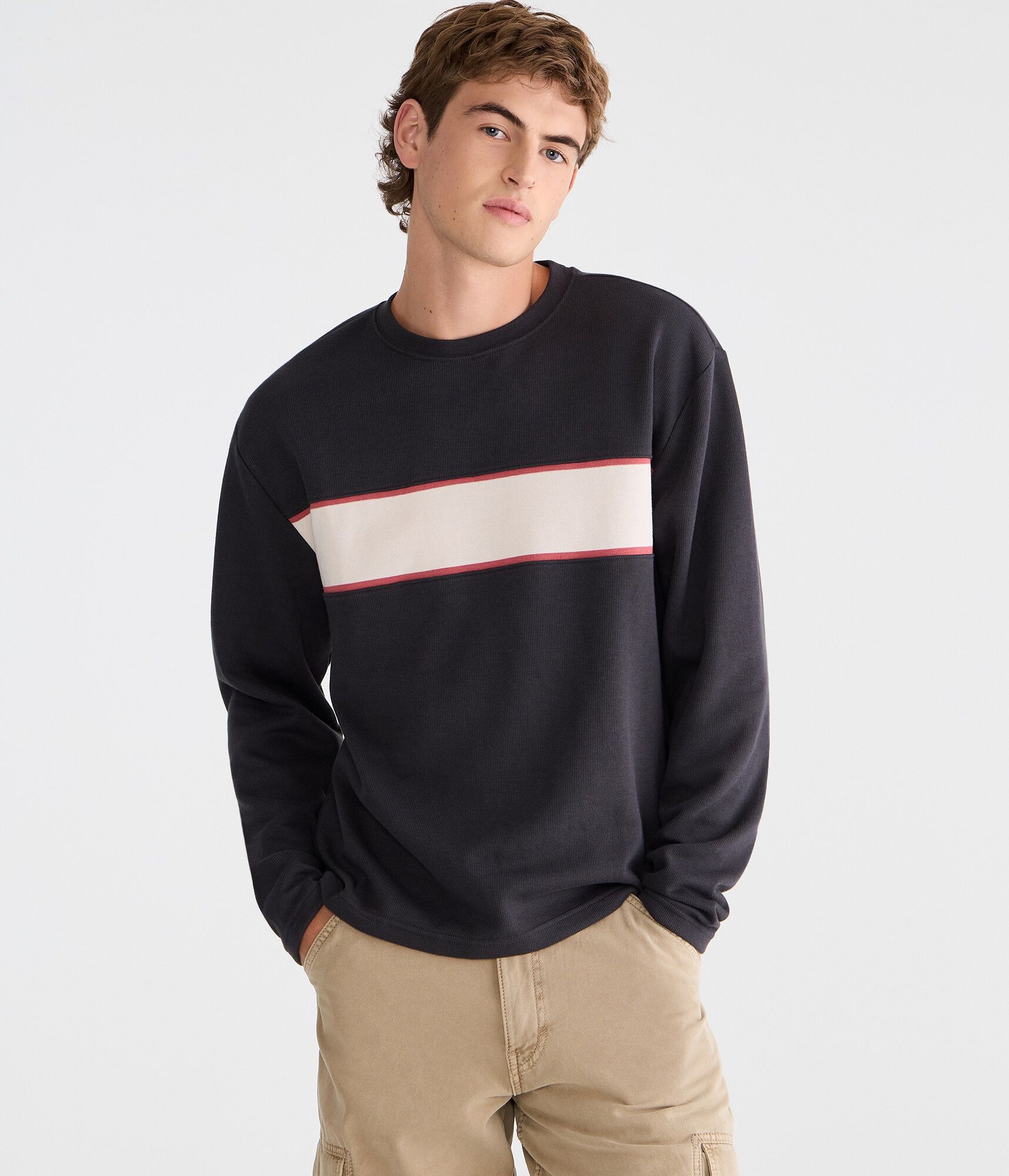 Long Sleeve Flat Stripe Rib-Knit Tee