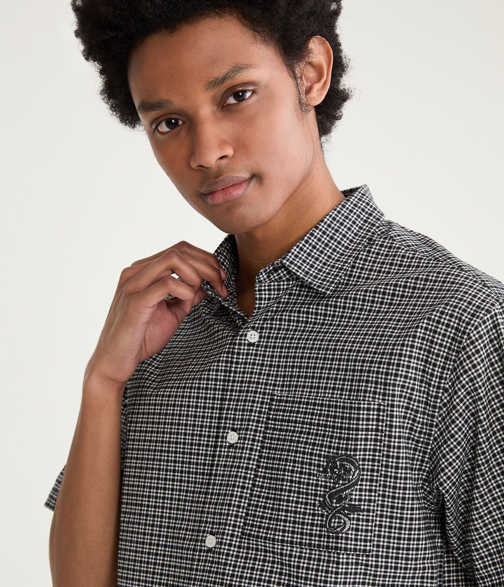 Dragon Microplaid Boxy Shirt