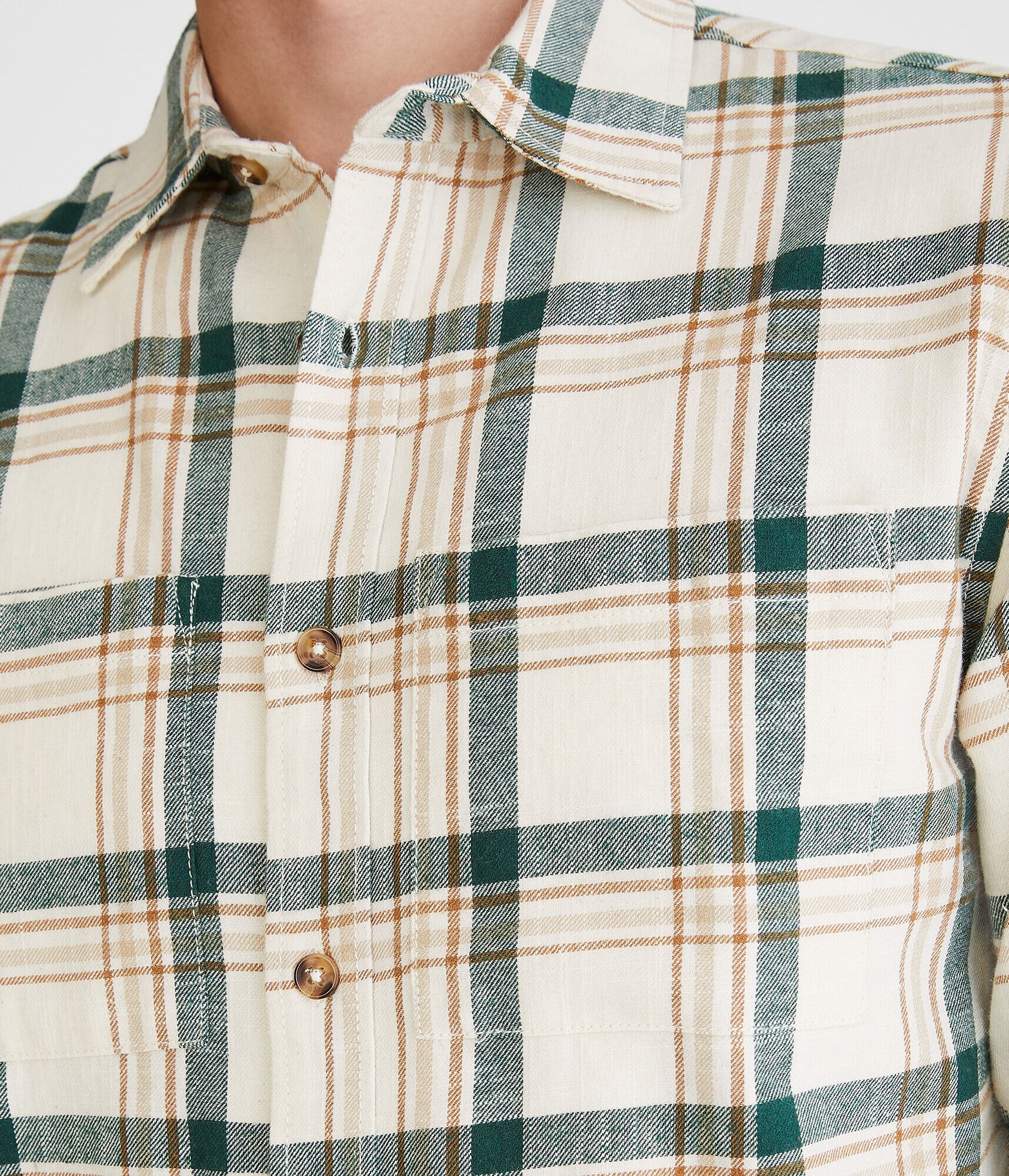 Long Sleeve Relaxed Plaid Slub Flannel Shirt