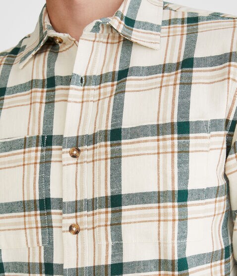 Long Sleeve Relaxed Plaid Slub Flannel Shirt Long Sleeve Relaxed Plaid Slub Flannel Shirt
