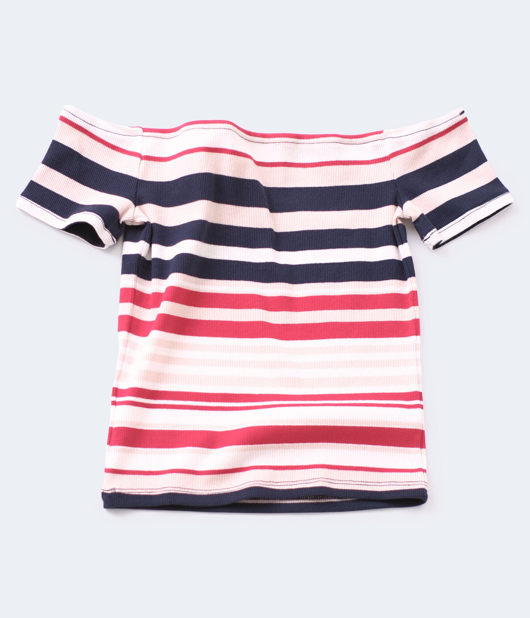 Stripe Off-The-Shoulder Zip Bodycon Top